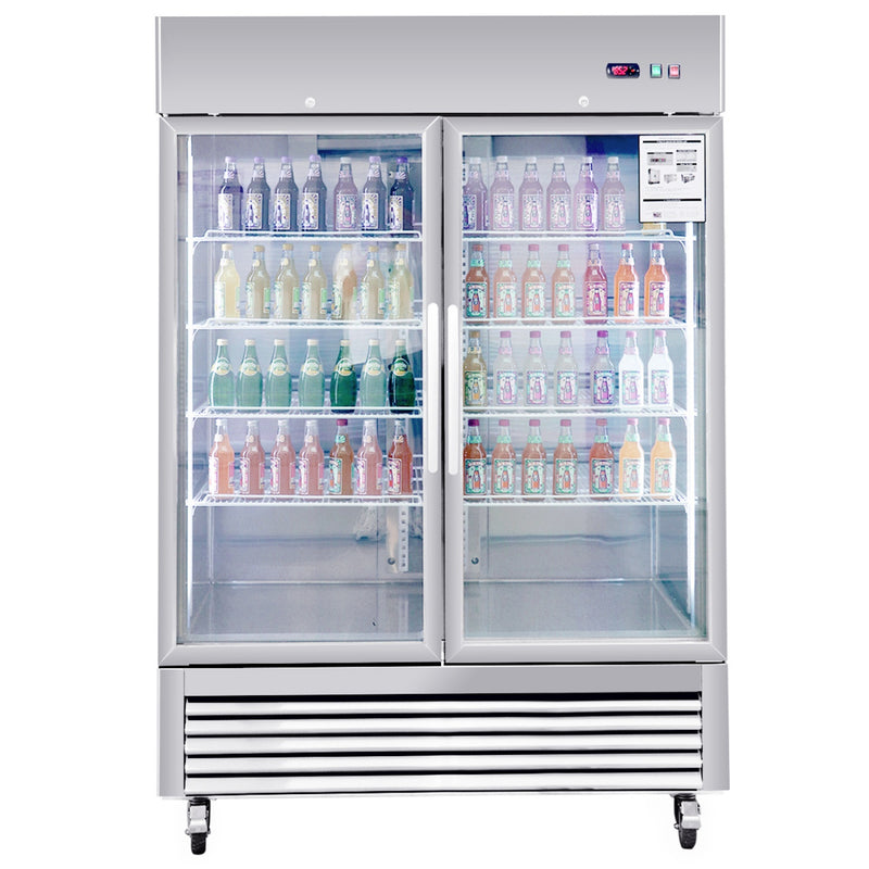 W54" 42 cu. ft. Commercial 2 Glass Door Reach In Refrigerator