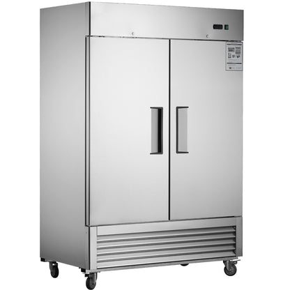 54"W Commercial Refrigerator 42 cu. ft. 2 Solid Door Reach-In Refrigerator