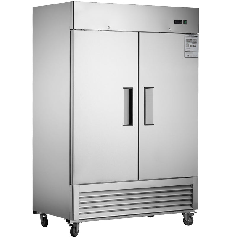 54"W Commercial Refrigerator 42 cu. ft. 2 Solid Door Reach-In Refrigerator