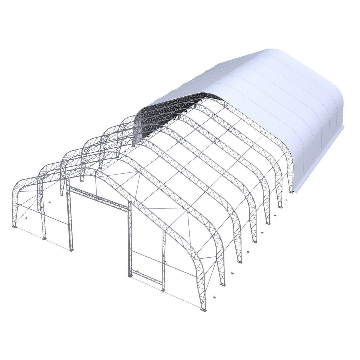 W60'xL120'xH27' Double Truss Storage Shelter, Reinforced Series