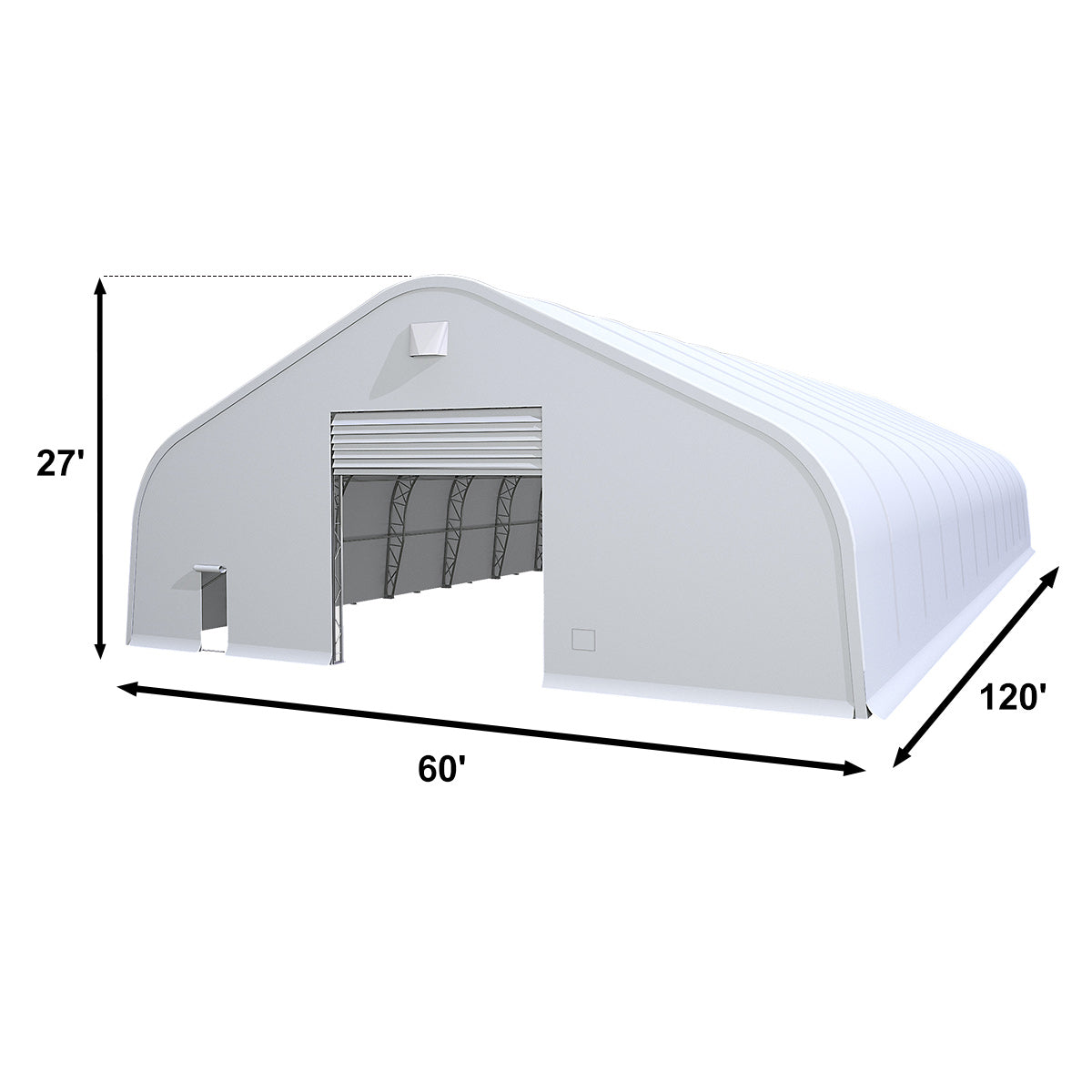 W60'xL120'xH27' Double Truss Storage Shelter, Reinforced Series