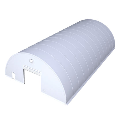 White portable garage with curved roof on a white background