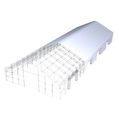 3D model of a white tent structure on a white background
