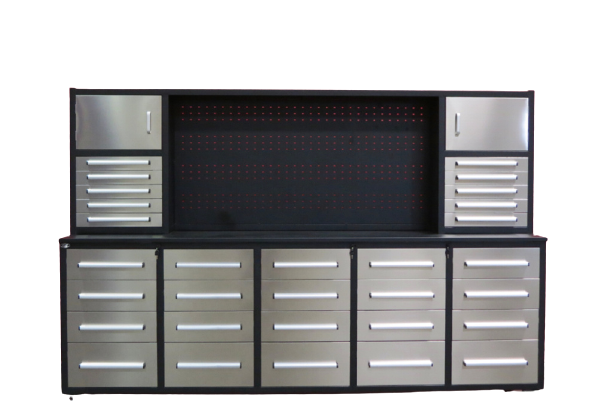 Steelman 10' Storage Cabinet with Workbench (30 Drawers)