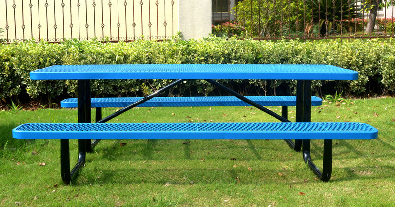 Chery Industrial 8' Rectangular Picnic Table, Expanded Metal