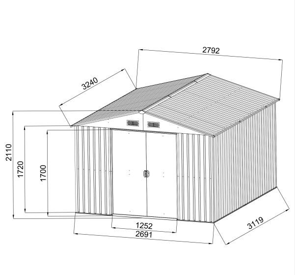 [CLEARANCE] 11'x9' Premium Garden Metal Shed