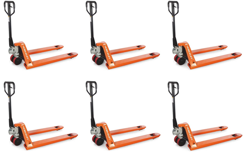 6 Pack of NobleLift Standard Duty Pallet Jack 5500 lbs Capacity 27''x48'' Forks